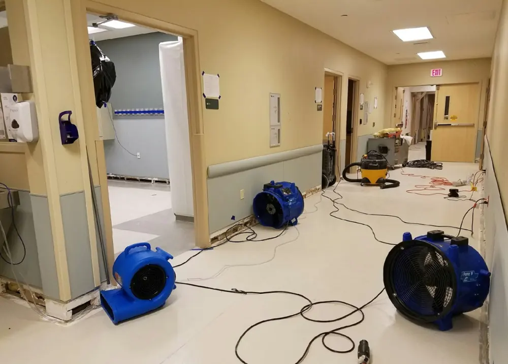 Water damage restoration crew working in Oasis, LA