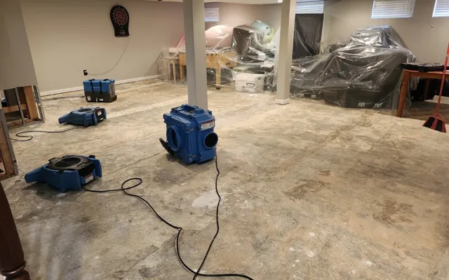 Restoration equipment on a Duson garbage disposal leak job